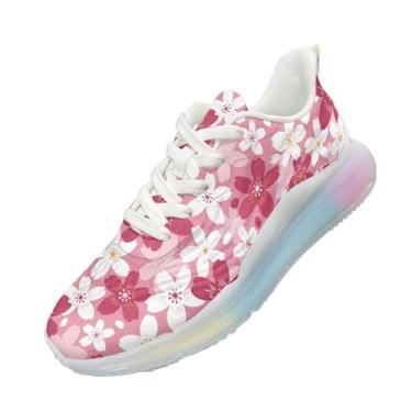 Imagem de GOSTONG Tênis de corrida feminino com almofada de ar, leve, antiderrapante, para academia, jogging e atividades ao ar livre, respirável, confortável, tamanho 36-42, Flores de cerejeira, 40