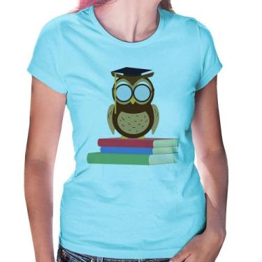 Imagem de Baby Look Coruja Estudante - Foca na Moda, Azul bebê, GGG