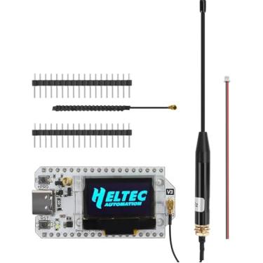 Imagem de MakerHawk Placa De Desenvolvimento Esp32 Lora V3 Com Antena De 915 Mhz - Dispositivo Sx1262 Lora V3 E Ganho De 10 Dbi Conjunto De Antena Chicote Suave De Longo Alcance Sma Macho De 17 Cm Para Arduin