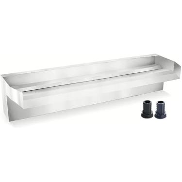 Imagem de Fonte de piscina em cascata retangular, lagoa de natação em aço inoxidável, cascata de lâmina em cascata, vertedouro em cascata para fonte de água de piscina subterrânea, jardim externo, 90