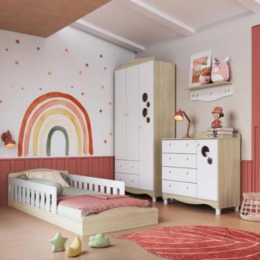 Imagem de Quarto Infantil Completo com Cama Montessoriana 4pc Linha Encanto Comp