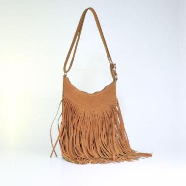 Imagem de Bolsa de Camurça com Franja Estilo Boho - BAUARTE, Caramelo
