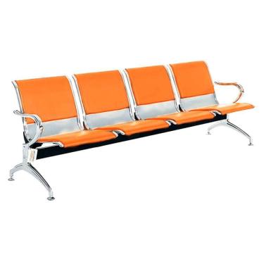 Imagem de Cadeira Longarina Com Est Cromada 4 Lugares Colors Laranja