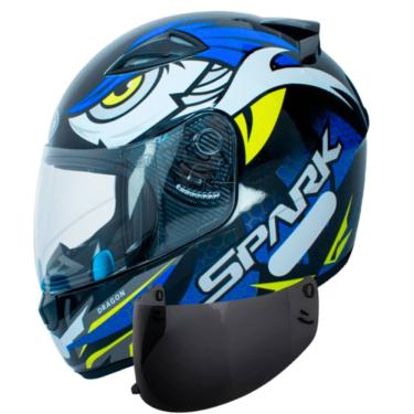 Imagem de Capacete Ebf Dragon Azul Masculino Com Viseira Fumê