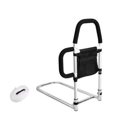 Imagem de MEDOTS Trilhos de cama para segurança de adultos idosos - trilho auxiliar de cama com alças duplas para fácil entrada e saída da cama, trilho de cama com bolsos de armazenamento para King, Queen,