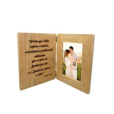 Imagem de Porta Retrato Sanfonado com Vidro Frase Isaias 41:20 para Foto 10x15 M