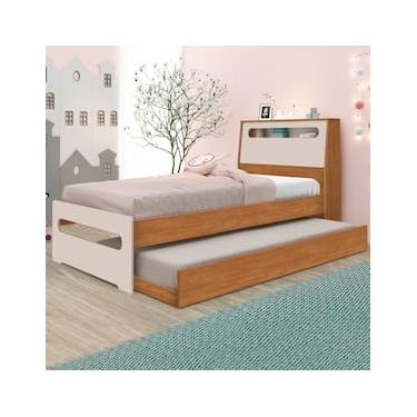 Imagem de Bicama Solteiro Barreto Manu com Baú - Nature/Off White