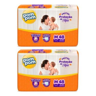 Imagem de KIT 2 Fraldas Pom Pom Derma Protek Mega Todos os Tamanhos, M - 48 unid