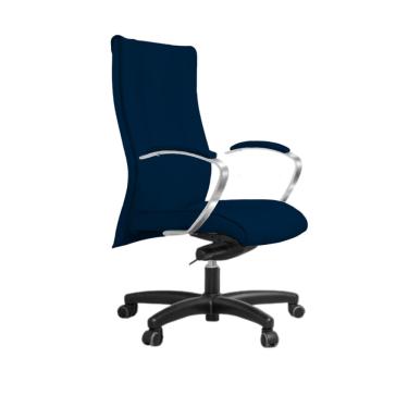 Imagem de Cadeira de Escritório Giratória Base Preta e Braço de Alumínio Presidente Infinity Martiflex Azul Escuro