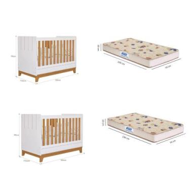 Imagem de Quarto bebê gêmeos com 2 Berços Mini Cama Liza com 2 Colchões Gazin Pe