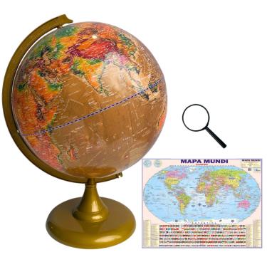 Imagem de Globo Terrestre Político Histórico 30cm Diâmetro com Mapa Mundi Gigante e Lupa