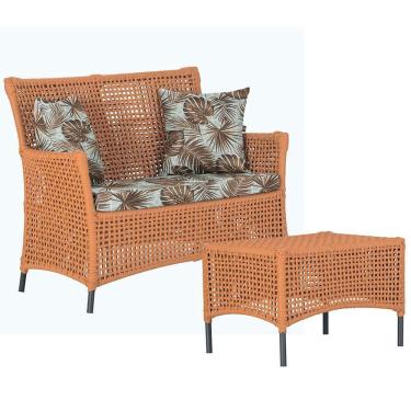 Imagem de 1 Sofá E Mesa Igapó Alumínio Preta Corda Náutica E6 Trama Terra Cota