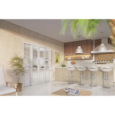 Imagem de Porta de Aço de Correr 213x200cm 4 Folhas com Grade Mosaico e Vidro Liso Facilita Lucasa