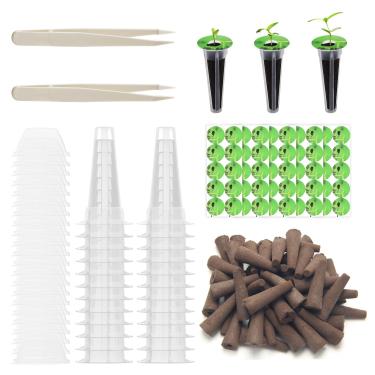 Imagem de Kit de cápsulas de sementes de 150 peças para Aerogarden, acessórios de jardim hidropônicos Anglecai para sistema de cultivo hidropônico, kit de cultivo com 50 esponjas de cultivo, 50 etiquetas de
