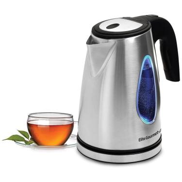 Imagem de Chaleira Elétrica Elite Gourmet EKT1271 Ultimate 1,7 Litros em Aço Inox, Base 360º, LED Azul, Desligamento Automático
