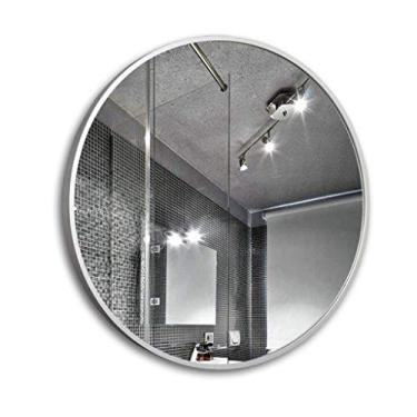 Imagem de Espelho de maquiagem redondo montado na parede para banheiro moldura de alumínio estilo nórdico para quarto (cor: ouro tamanho: 60 cm) (prata 70 cm)