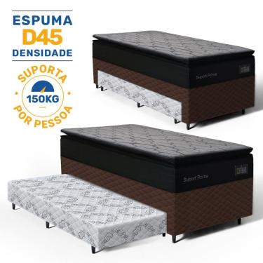Imagem de Cama Box com Colchão de Espuma D45 Pillow Top Suport Prime + Auxiliar de Espuma Unique Solteiro 88cm