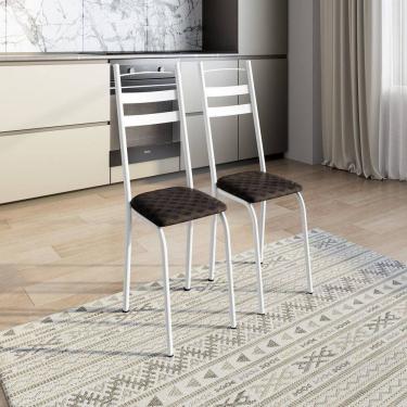 Imagem de Kit com Duas Cadeiras de Cozinha 061 Branco/ Cacau