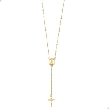 Imagem de Colar Terço Feminino Ou Masculino Com Imagem De Nossa Senhora Aparecida Corrente Veneziana De 60 Cm Banhado À Ouro 18k E Antialérgico Da Marca Andréia Branco Acessórios