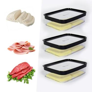 Imagem de Kit 3 Potes Herméticos Porta Frios Empilháveis Acrílico com Tampa 1100