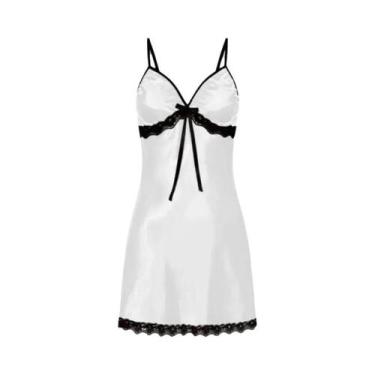 Imagem de Pijamas De Seda Gelo De Renda Feminina Sexy Suspender Camisola Estilo 