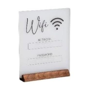 Imagem de Placa branca de senha WiFi, quadro negro, placa de senha WiFi, placa de mesa de acrílico para casa, placa de mesa de centro de mesa, decoração para placas de loja e monitores de casa (sem base)