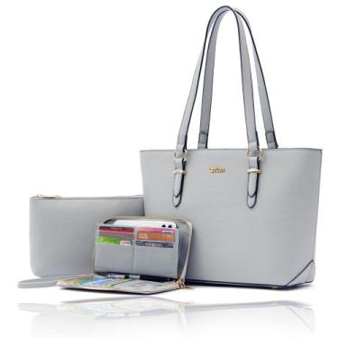 Imagem de Conjunto de bolsas e carteiras Qiyuer para mulheres Work Grey Sintétic