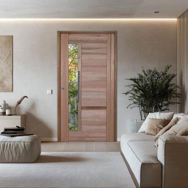 Imagem de Porta Pivotante Eucalipto com Visor Batente 14 Puxador Tubo 110cm X 210cm Direito 3B