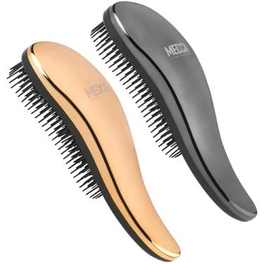 Imagem de Detangling Brushes - Conjunto de Escova Detangler - Alisador para cabelos sem dor que remove os emaranhados e os nós de alisamento dos cabelos brilhantes e lisos (Ouro Rosa e Prata)