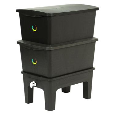 Imagem de Composteira Doméstica, 90L, 2 Andares, 36 x 43 x 62 cm (Preto)