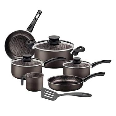 Imagem de Jogo De Panelas Tramontina Paris Em Alumínio Com Revestimento Interno E Externo Em Antiaderente Starflon Max Chumbo 07 Peças