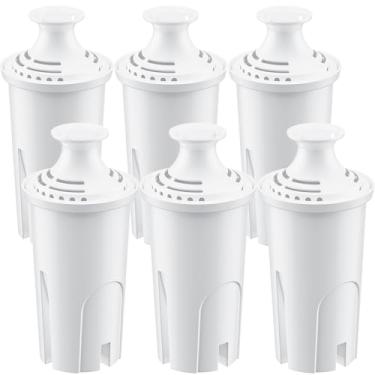 Imagem de WSKFDTI Substituição do filtro de água para jarras e dispensadores de água Brita, Classic 35557, Ob03, Mavea 107007 e mais, reduz o cloro e o mau gosto, dura dois meses ou 40 galões, inclui 6 filtros