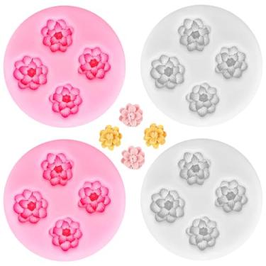 Imagem de 4 peças de moldes de silicone de flor de cerejeira, moldes de vela de flores 3D, molde de fondant de chocolate para decoração de bolos, cubos de gelo, sabonete, cera, fazer artesanato DIY