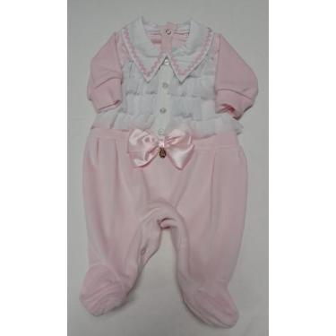 Imagem de Macacão Plush Luxo Bebê Menina Inverno Rendado Lessa B9055 - Lessa Kid