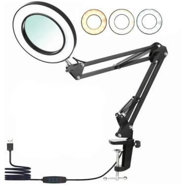 Imagem de Braço Articulado Mesa Lupa Com Led Ring Light 6 Polegada - Tomate