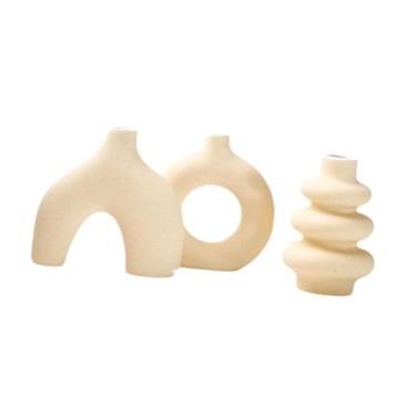 Imagem de IEUDNS 3 peças vaso de cerâmica vaso de flores decorativo de flores para lareira mesa centro de mesa feriado, Amarelo