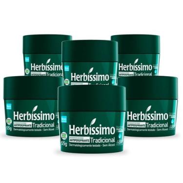 Imagem de Kit 6 Unidades Desodorante Creme Herbíssimo Tradicional 55g