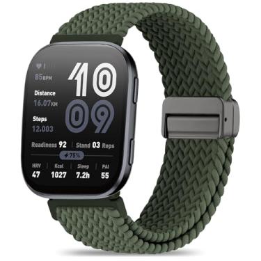 Imagem de Oanux Pulseira de relógio de nylon trançado magnética de 22 mm, compatível com Amazfit Bip 6/Amazfit Bip 5, pulseira esportiva macia respirável para Amazfit Helio e GTR 4/3 Pro/3/2/2e/47 mm masculino
