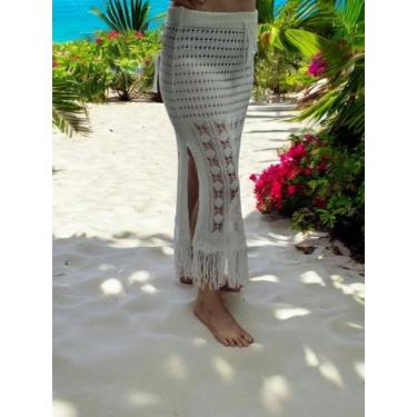 Imagem de Saia longa saida de praia com franjas mocha mousse - Andresa Lima, Bra