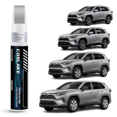 Imagem de COSLAKE Tinta de retoque de carro (Silver Sky Metallic(1D6)) para Toyota, kit de reparo de arranhões de pintura de carro, solução rápida e fácil de reparar, caneta removedor de arranhões 2 em 1 com