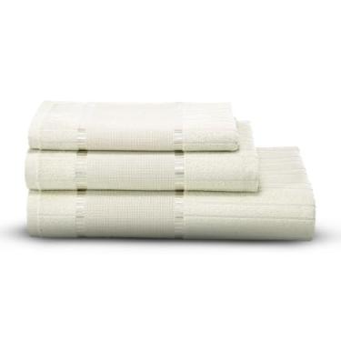 Imagem de Kit 3 Toalhas Banho Rosto Lavabo Aveludadas para ponto cruz Bella Dohler (3137 - MARFIM)