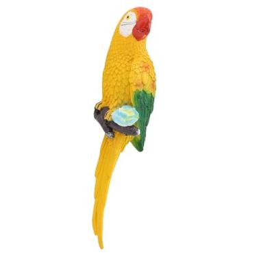 Imagem de Decoração de jardim suspensa, estátua de arara à prova de clima ao ar livre, arte de parede para jardim, varanda, decoração de pátio (amarelo)