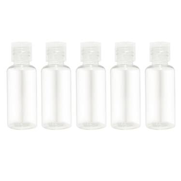 Imagem de QIRUIRED 5 frascos de plástico com tampa flip de 28,3 g, recipientes transparentes vazios, recarregáveis, espremedor, para viagem, shampoo, loção cosmética, artigos de higiene pessoal (30 ml)