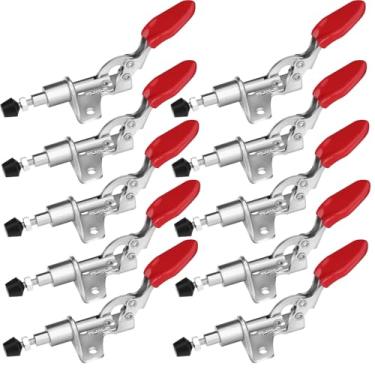 Imagem de KINJOEK 10 peças 301AM braçadeira de alternância, grampos para ferramenta manual de marcenaria curso de empurrar puxar grampo de cotovelo fixo acessórios de ferramentas de trabalho de madeira