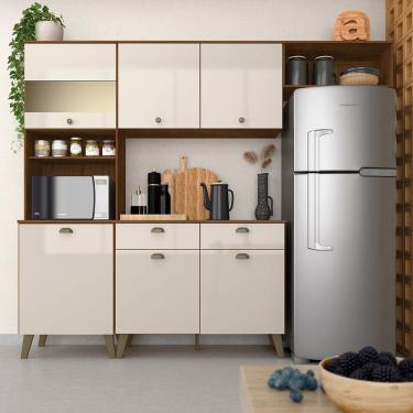 Imagem de Armário De Cozinha Sophia 4 Pçs Retro Com Vidro Freij/off Prem - M.a