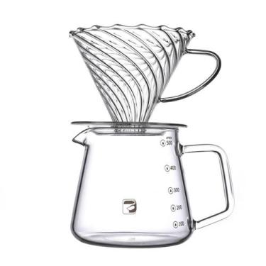 Imagem de Coador e Jarra De Vidro Borossilicato Passador de Café V60 500ml Kit P