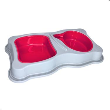 Imagem de Kit Comedouro Bebedouro Pet Cachorro Gato 750/550ml(Vermelho)
