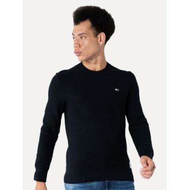 Imagem de Suéter Tommy Jeans Masculino C-Neck Regular Structured Sweater Preto, 