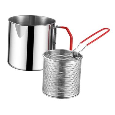 Imagem de Llazsybz Fritadeira com Cesto Coador, Multifuncional, para Uso Doméstico, Resistente, aço Inoxidável, Estilo Uma Cesta