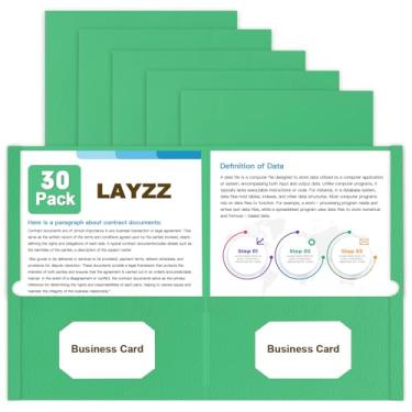 Imagem de Pastas com bolsos, LAYZZ pacote com 30 pastas de papel com 2 bolsos, pastas para papel tamanho carta para escola, escritório e casa (verde)